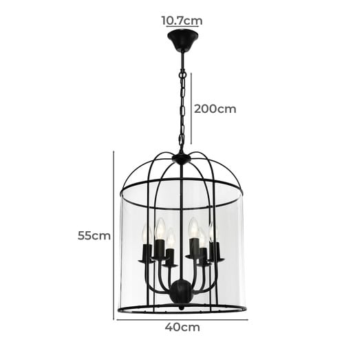 Clovelly 6 Light Glass Pendant
