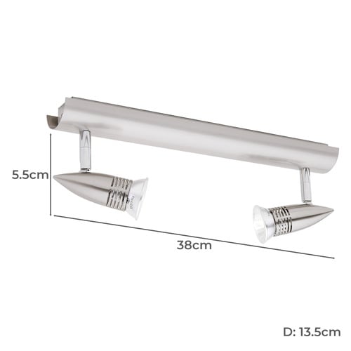 Satin Chrome Forster 2 Light Rail Spotlight