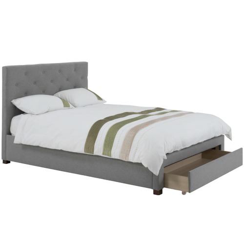 Poppy Upholstered Bed Frame, Grey Suede Bed Frame Single