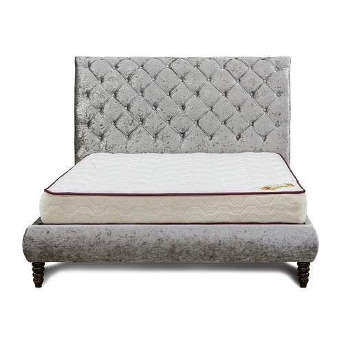 Evergreen Home Silver Grey Harvie Velvet Queen Bed Frame Temple & ster
