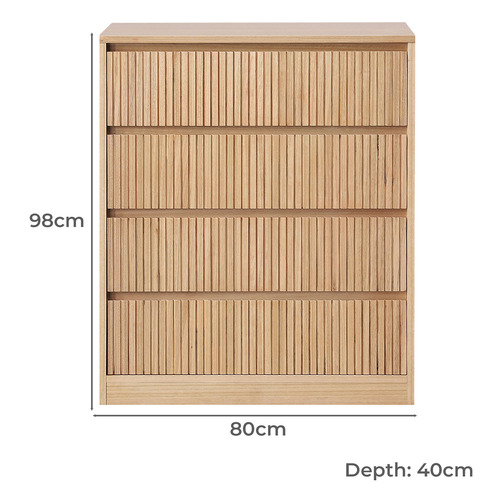 Amanda 4 Drawer Ash Wood Tallboy