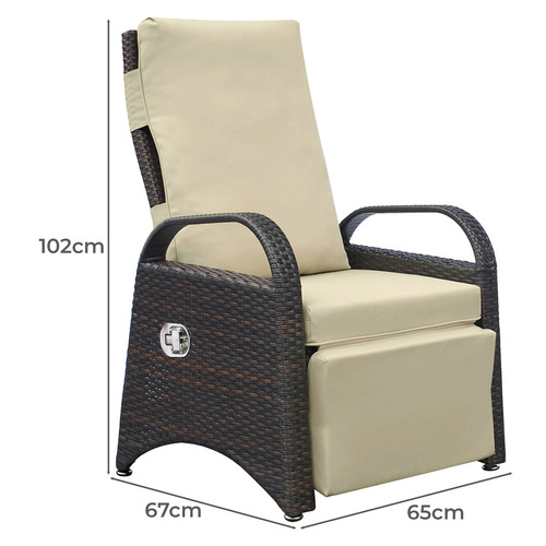 Lewis PE Rattan Outdoor Reclining Lounge Chair