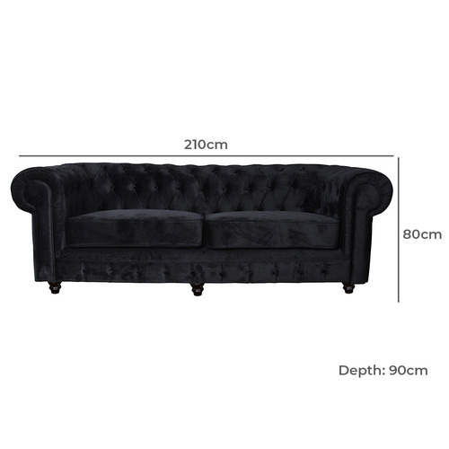 Cleo Button Tufted 3 Seater Velvet Sofa