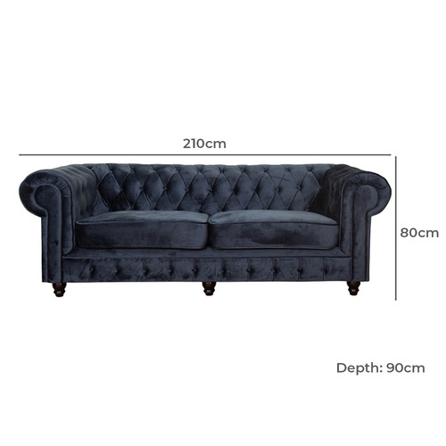 Cleo Button Tufted 3 Seater Velvet Sofa