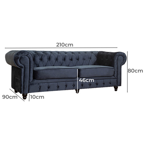 Cleo Button Tufted 3 Seater Velvet Sofa