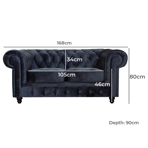 Cleo Button Tufted 2 Seater Velvet Sofa