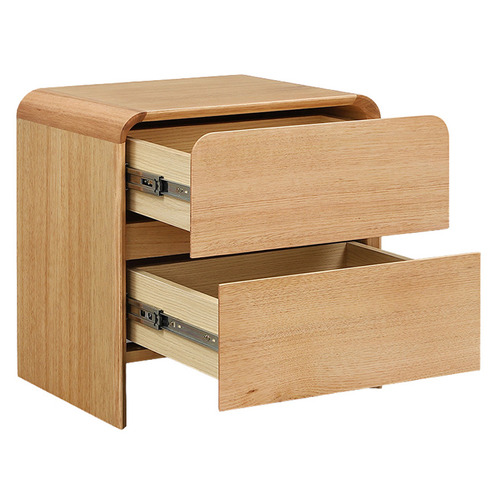 Clemmie Tasmanian Oak Wood 2 Drawer Bedside Table