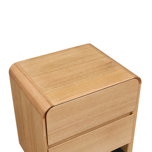Clemmie Tasmanian Oak Wood 2 Drawer Bedside Table