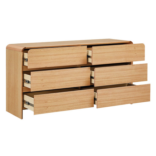 Clemmie Tasmanian Oak Wood 6 Drawer Chest