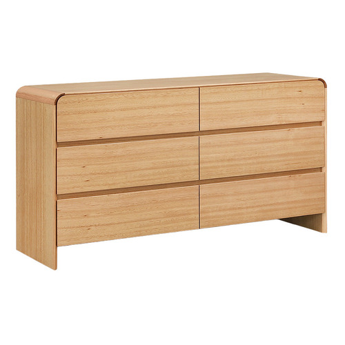 Clemmie Tasmanian Oak Wood 6 Drawer Chest