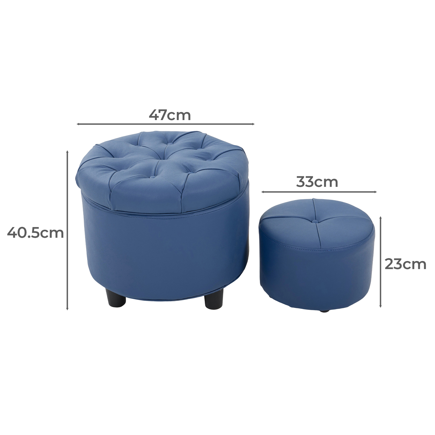 2 Piece Teo Leather Ottoman & Footstool Set