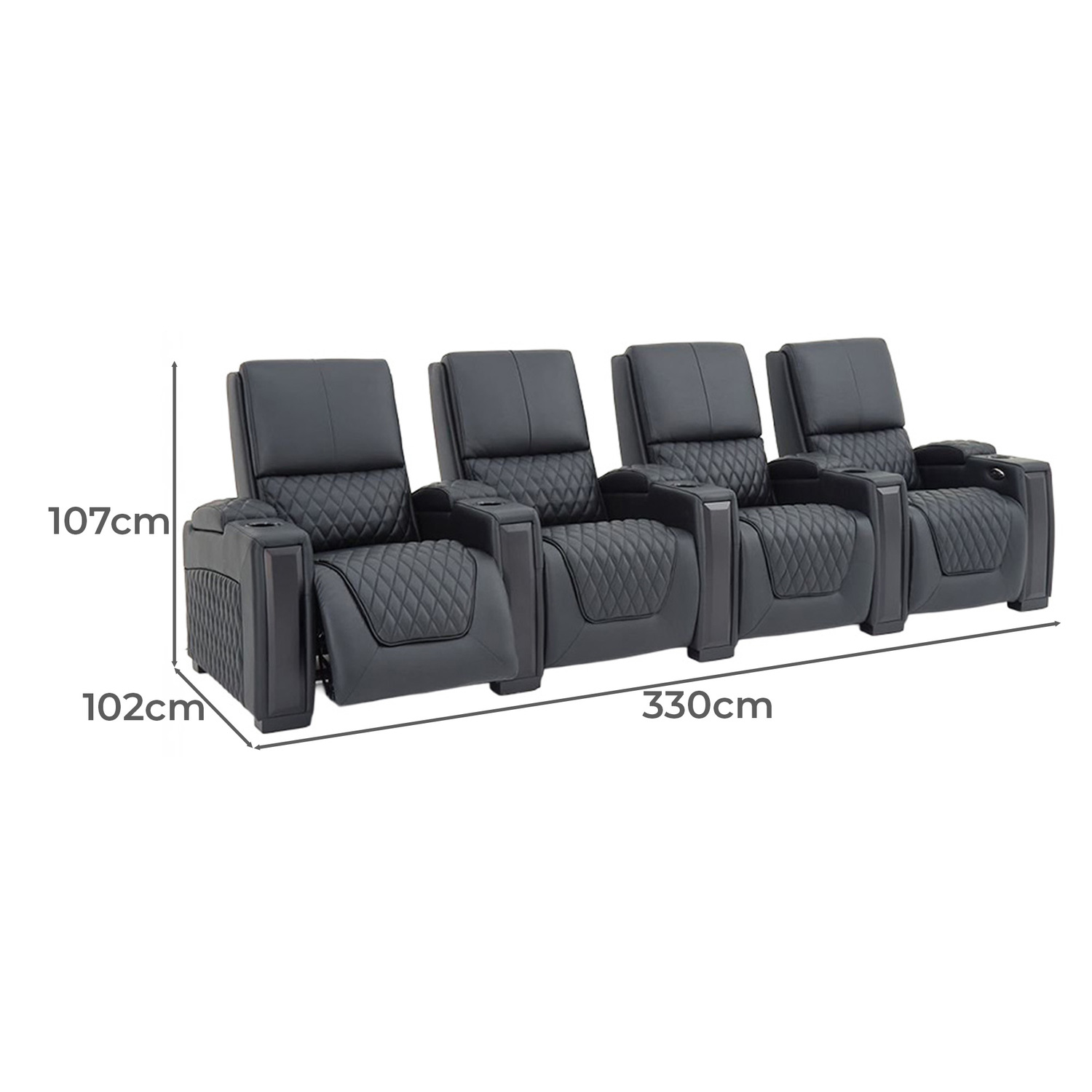 Rowan 4 Seater Electric Recliner Sofa with LED