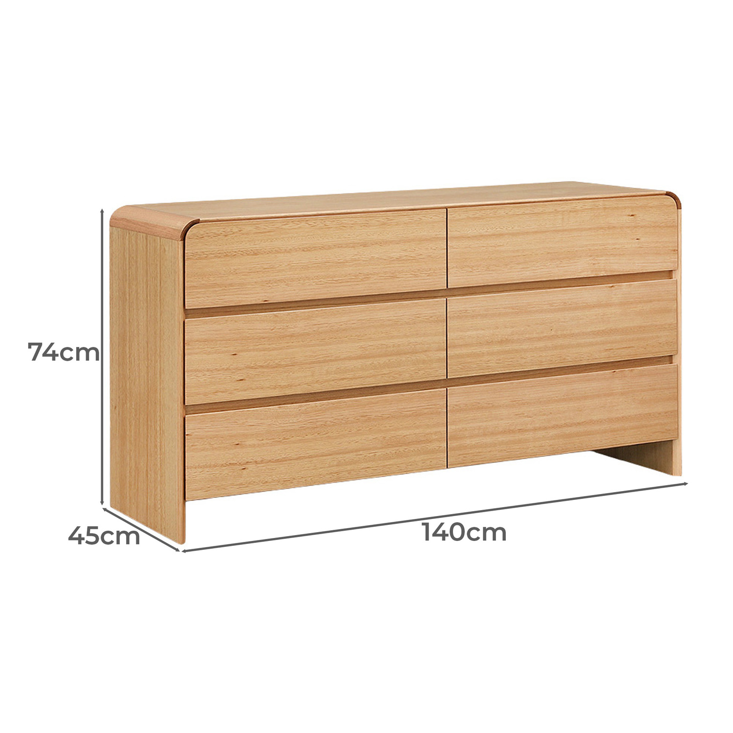 Clemie Tasmanian Oak Wood 6 Drawer Chest