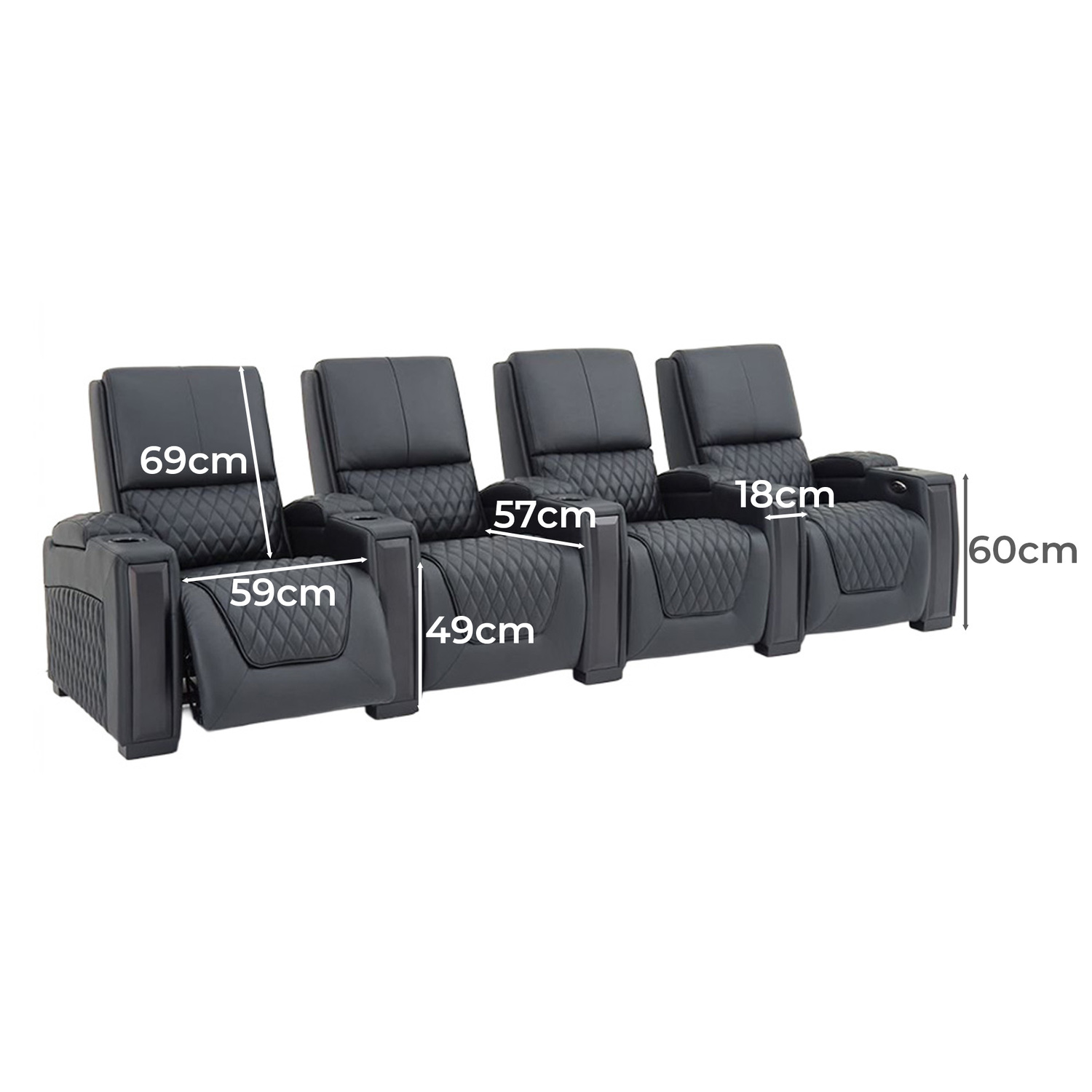 Rowan 4 Seater Electric Recliner Sofa with LED