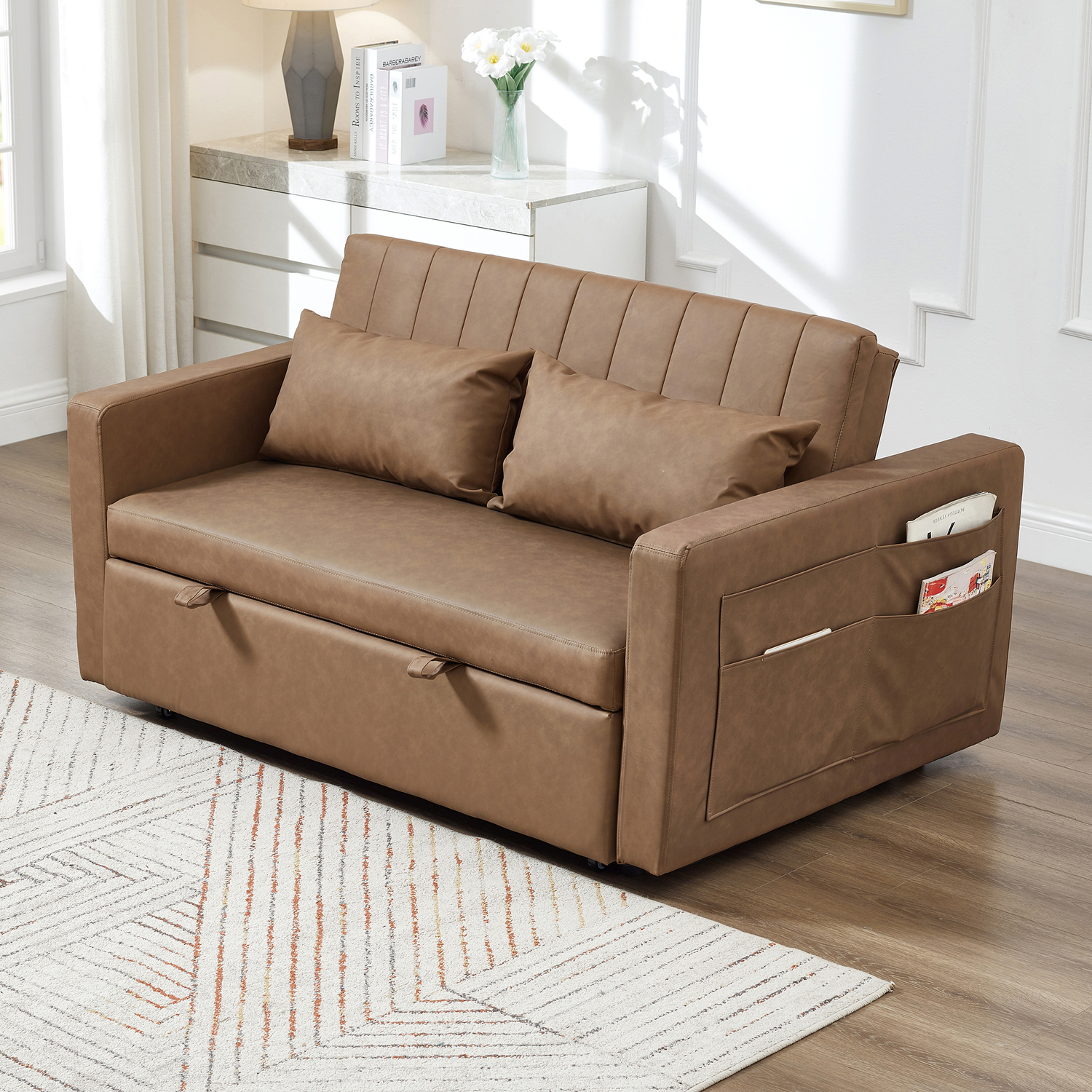 Magath 2 Seater Faux Leather Sofa Bed