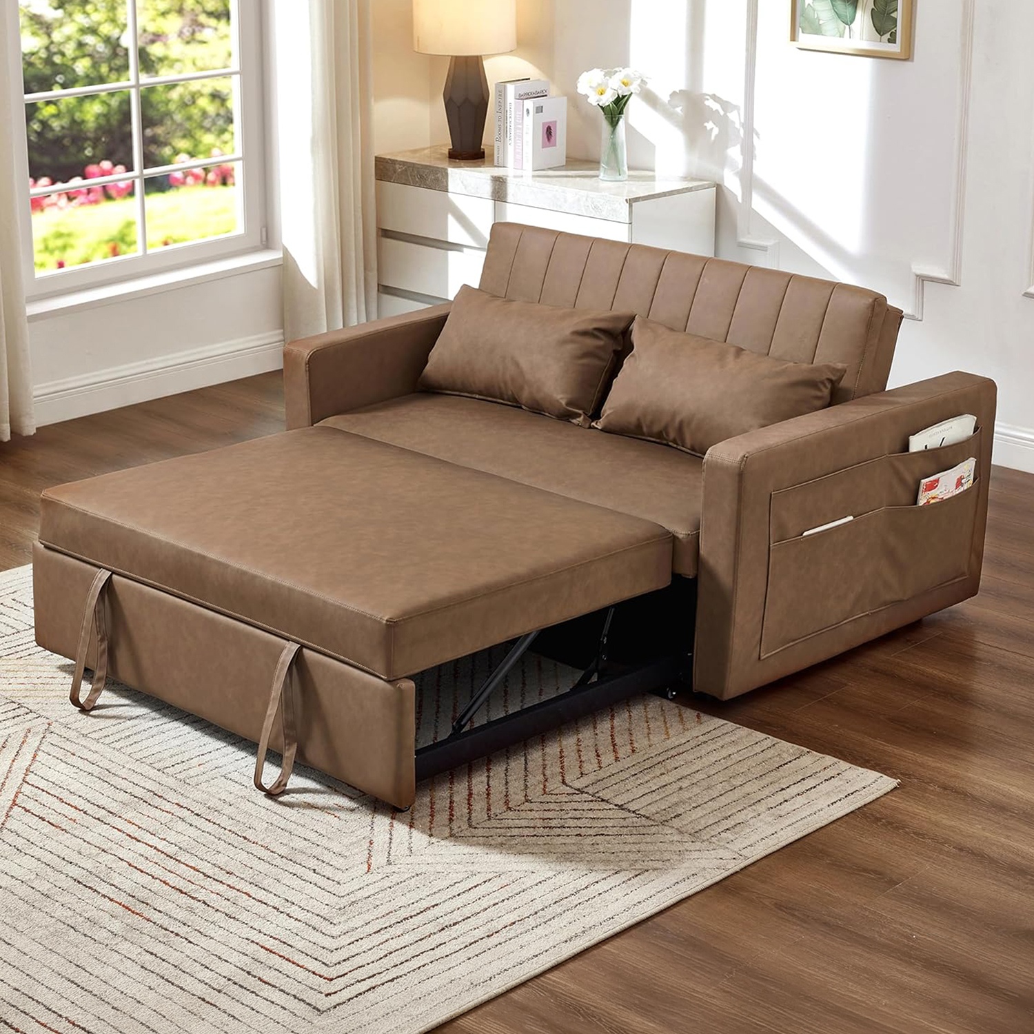 Magath 2 Seater Faux Leather Sofa Bed