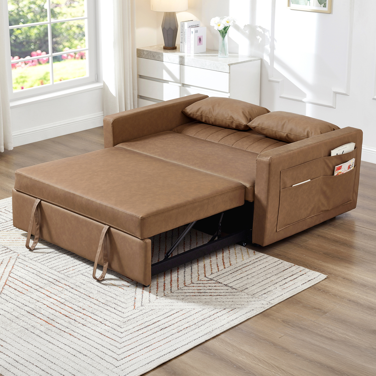 Magath 2 Seater Faux Leather Sofa Bed