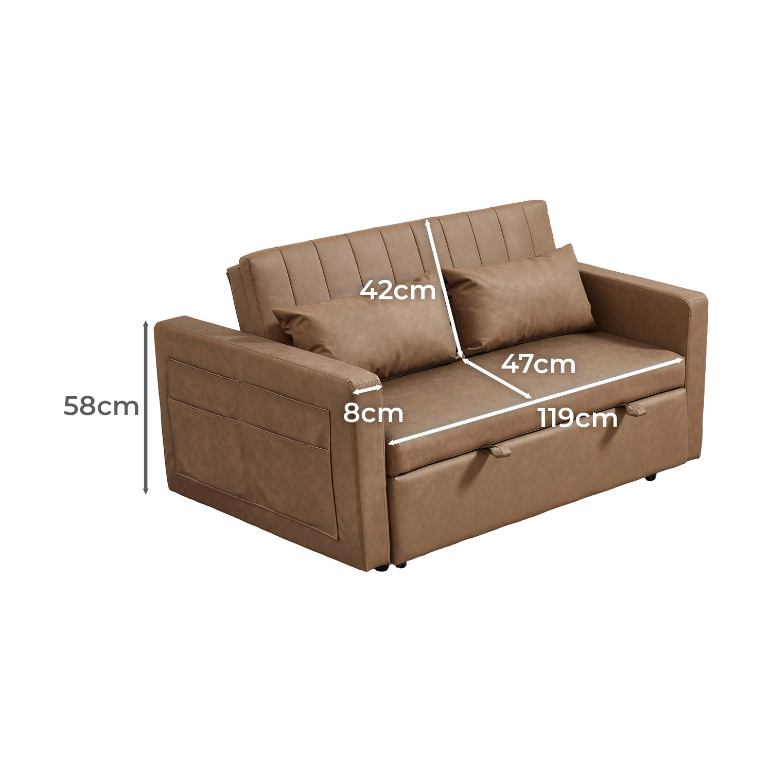Magath 2 Seater Single Faux Leather Sofa Bed