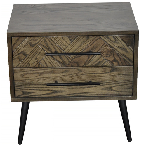 By Designs Dark Timber Toulouse Oak Wood Bedside Table | Temple & Webster