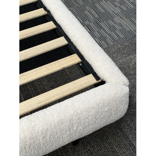 Adalyn Faux Queen Fleece Platform Bed | Temple & Webster