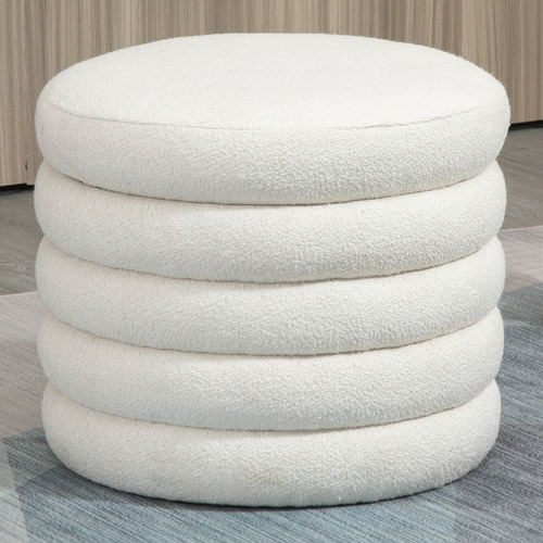 Adalyn Boucle Fabric Ottoman | Temple & Webster