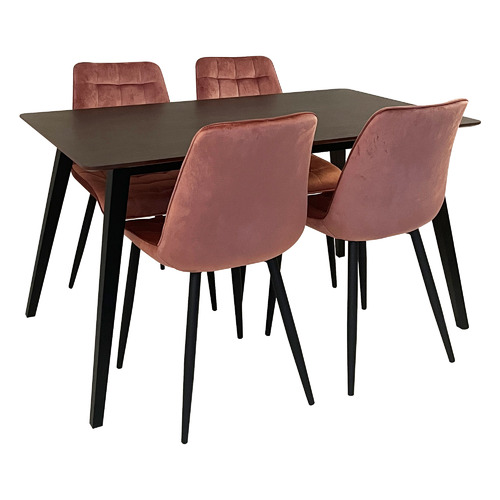 HomestarFurniture 4 Seater Amato Velvet Dining Table & Chair Set