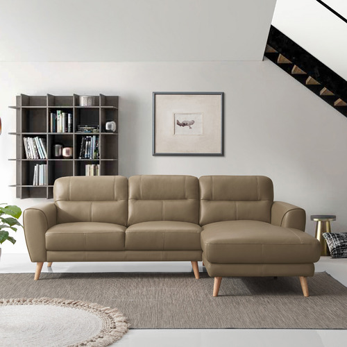 Amalia 3 Seater Leather Sofa with Chaise Temple & ster