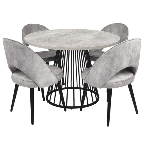4 Seater Rigel Velvet Dining Table & Chair Set