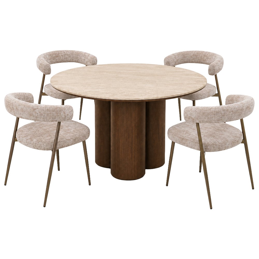 4 Seater Giselle Sintered Stone Dining Table & Chair Set