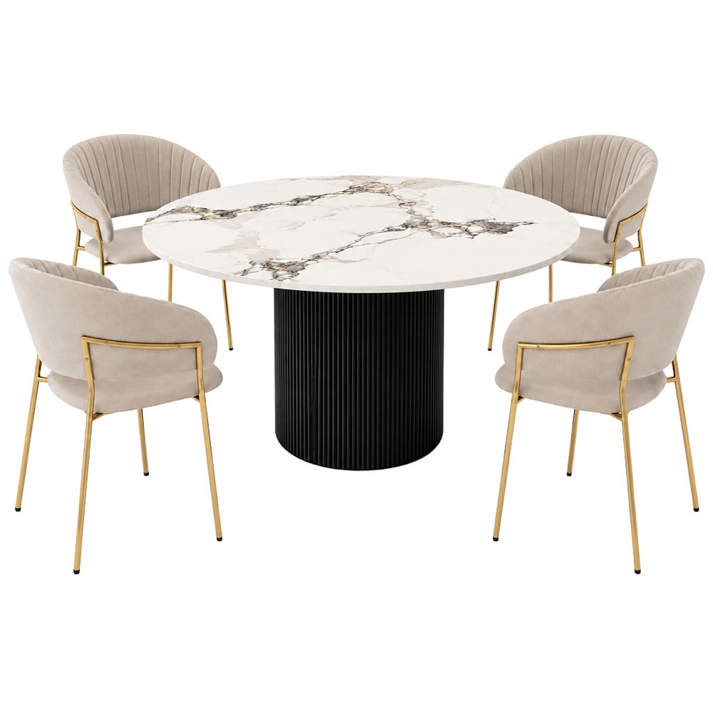 4 Seater Zarina Sintered Stone Dining Table & Chair Set
