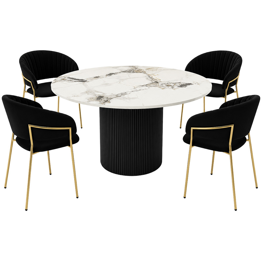 4 Seater Zarina Sintered Stone Dining Table & Chair Set