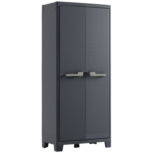 Keter Charcoal Moby Alto Outdoor, Vertical Outdoor Storage Cabinet Waterproof
