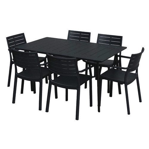 6 Seater Metaline Outdoor Dining Table & Chair Set