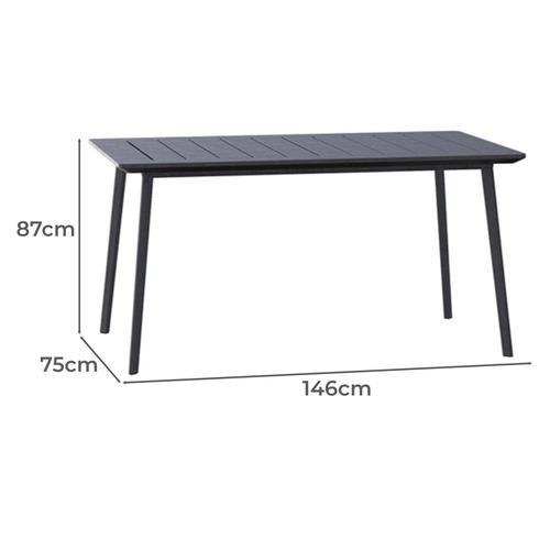 6 Seater Metaline Outdoor Dining Table & Chair Set