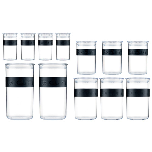 Bodum 12 Piece Black Clear Presso Storage Jar Set Reviews