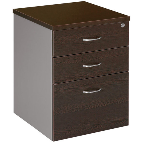 2 Drawer 1 File Mobile Pedestal Filling Cabinet In Wenge Silver Temple Webster