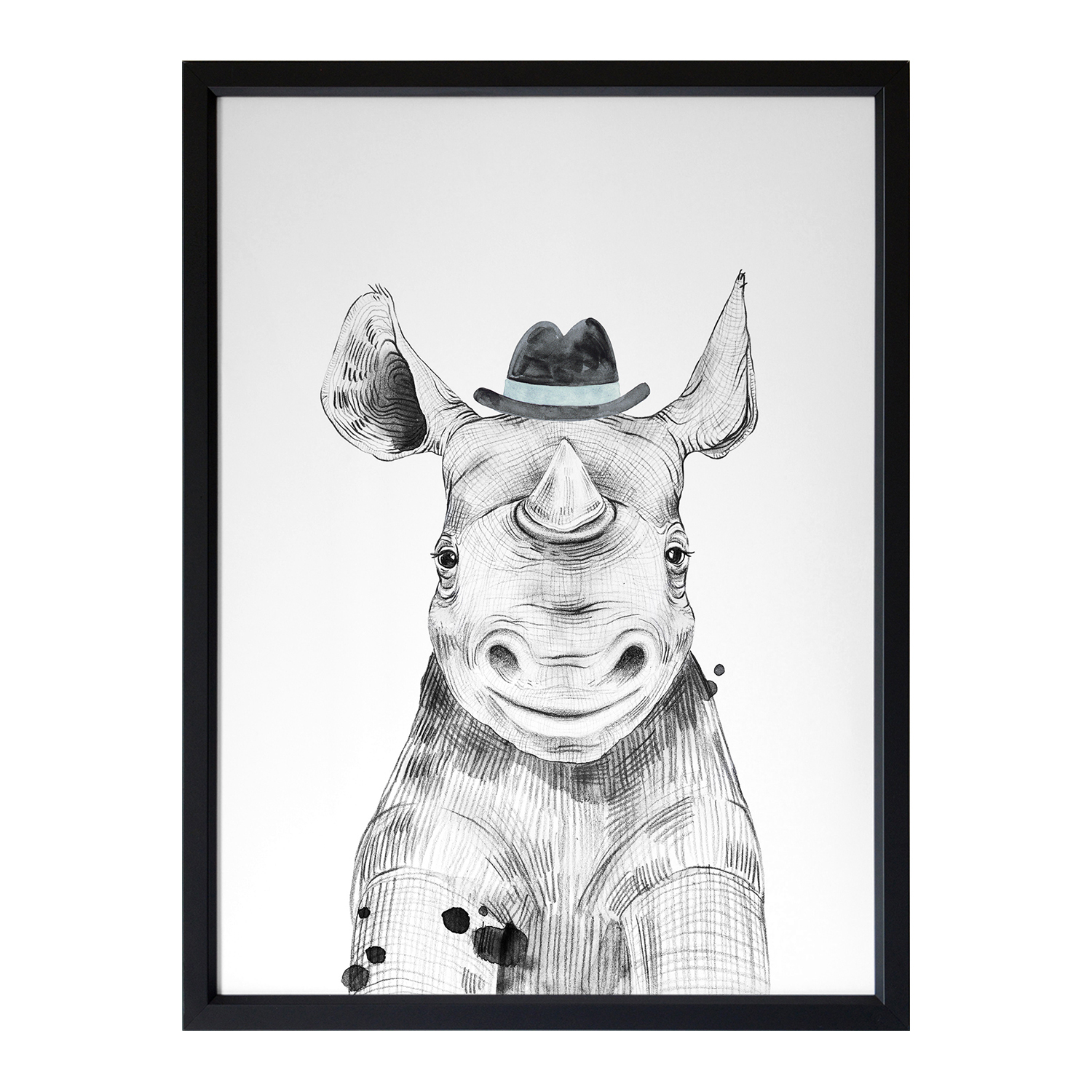 Remus Rhinoceros Framed Printed Wall Art