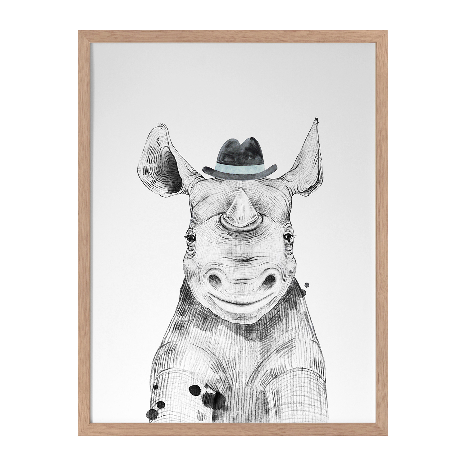Remus Rhinoceros Framed Printed Wall Art