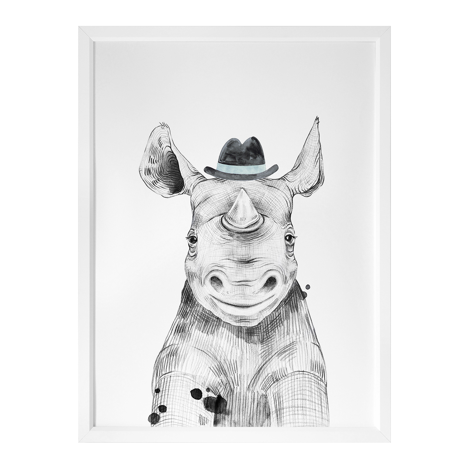 Remus Rhinoceros Framed Printed Wall Art