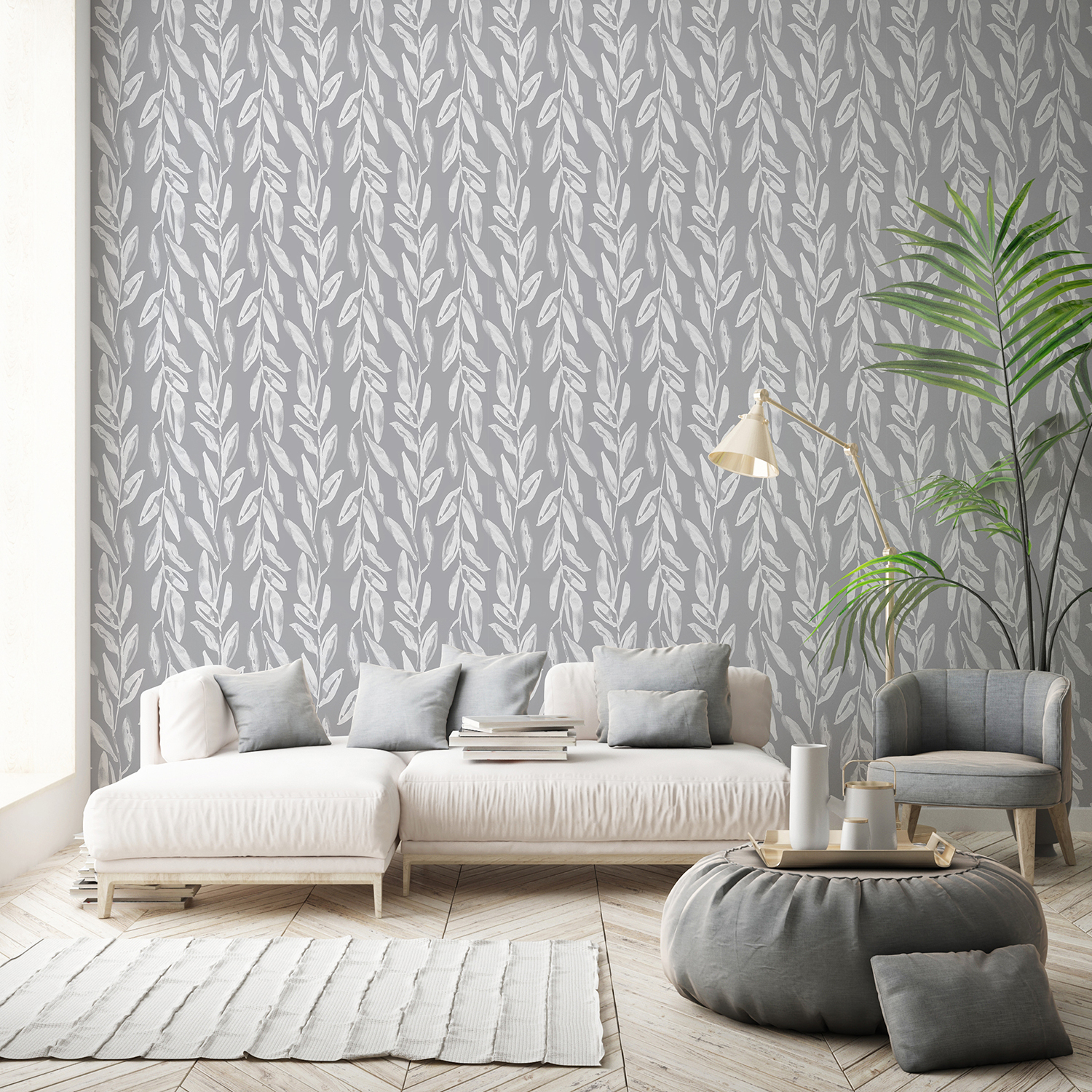 Grey Olive Branch Peel & Stick Wallpaper | Temple & Webster