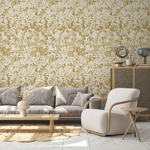 Mustard Monochrome Natives II Peel & Stick Wallpaper | Temple & Webster