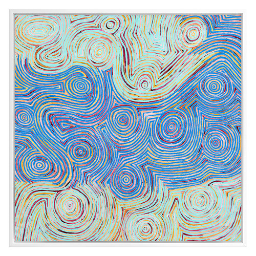 Mina Mina Jukurrpa VI Blue Framed Canvas Wall Art