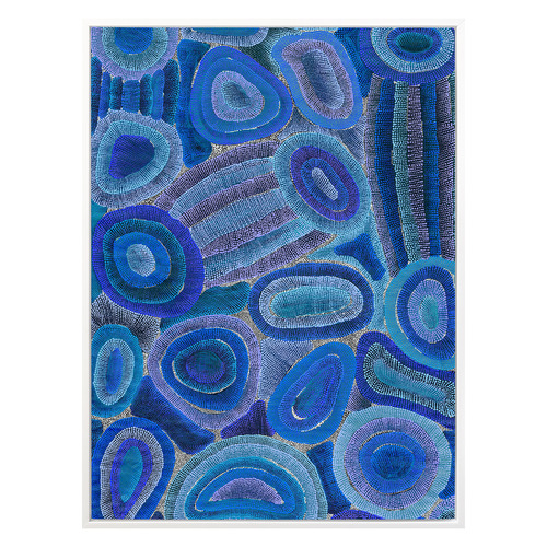 Ngapa Jukurrpa IV Blue Framed Canvas Wall Art