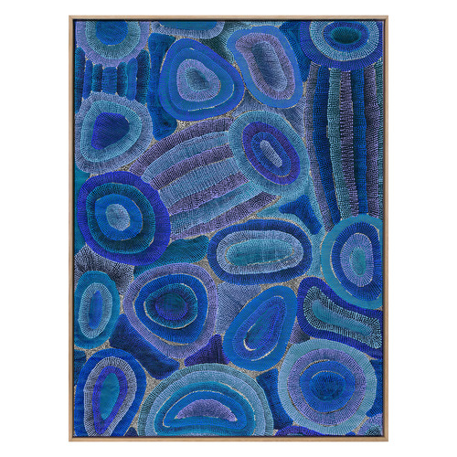 Ngapa Jukurrpa IV Blue Framed Canvas Wall Art