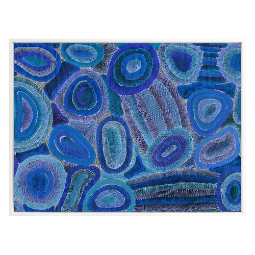 Ngapa Jukurrpa IV Blue Framed Canvas Wall Art