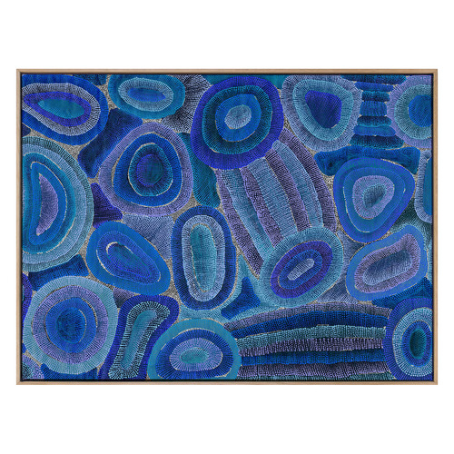Ngapa Jukurrpa IV Blue Framed Canvas Wall Art