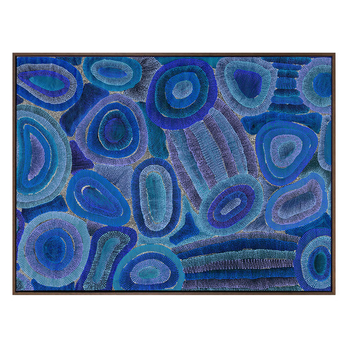 Ngapa Jukurrpa IV Blue Framed Canvas Wall Art