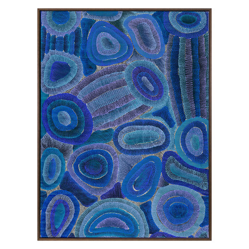 Ngapa Jukurrpa IV Blue Framed Canvas Wall Art
