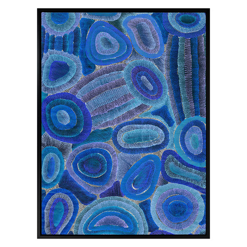 Ngapa Jukurrpa IV Blue Framed Canvas Wall Art