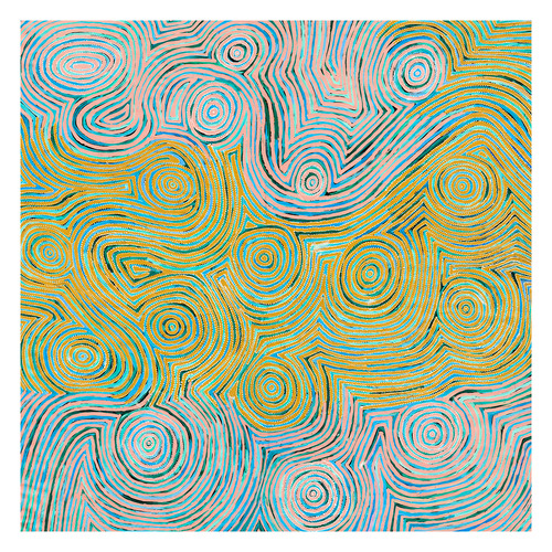 Mina Mina Jukurrpa VI Yellow Canvas Wall Art